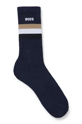 Quarter-length cotton-blend socks with signature stripe