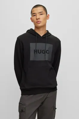 Cotton-terry hoodie with box logo