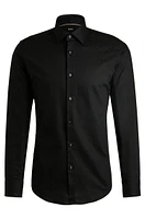 Slim-fit shirt Italian cotton with jacquard monograms