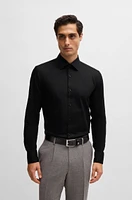 Slim-fit shirt Italian cotton with jacquard monograms