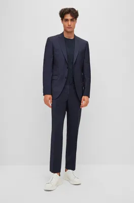 Regular-fit suit patterned stretch wool