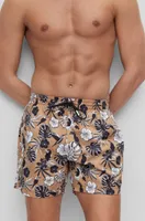 Floral-print swim shorts with logo detail