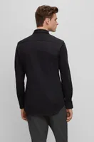 Slim-fit shirt performance-stretch cotton-blend jersey