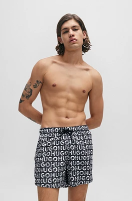 material swim shorts with logo print