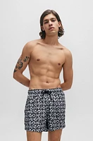 material swim shorts with logo print