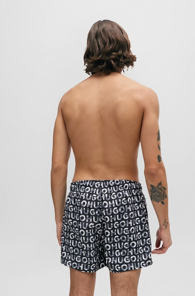 material swim shorts with logo print