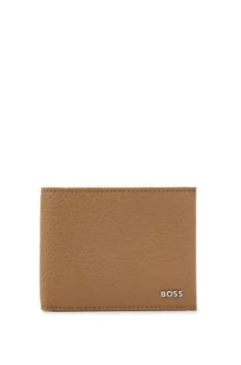 Grained-leather wallet with polished logo