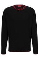 Oversize-fit sweater with logo collar