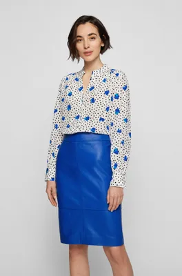 Regular-fit blouse printed silk crepe de chine