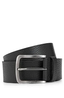 Grained Italian-leather belt with branded buckle