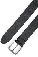 Grained Italian-leather belt with branded buckle