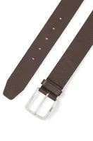 Grained Italian-leather belt with branded buckle