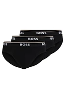 Three-pack of stretch-cotton briefs with logo waistbands