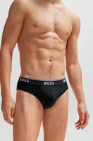 Three-pack of stretch-cotton briefs with logo waistbands