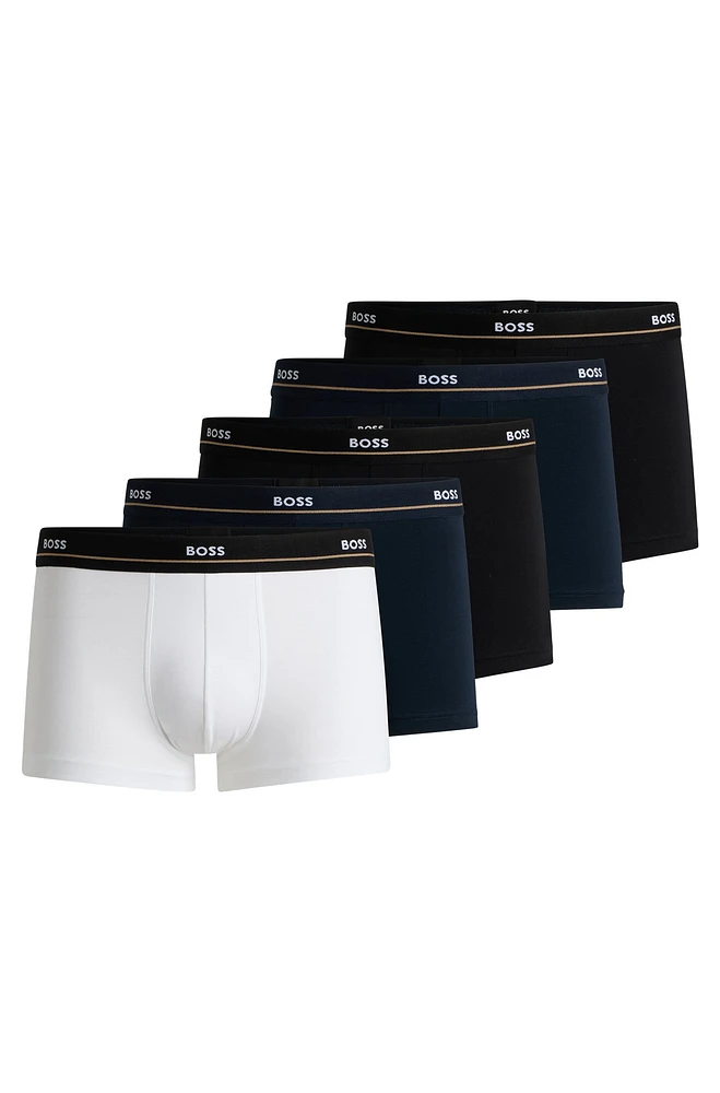 Five-pack of stretch-cotton trunks with logo waistbands