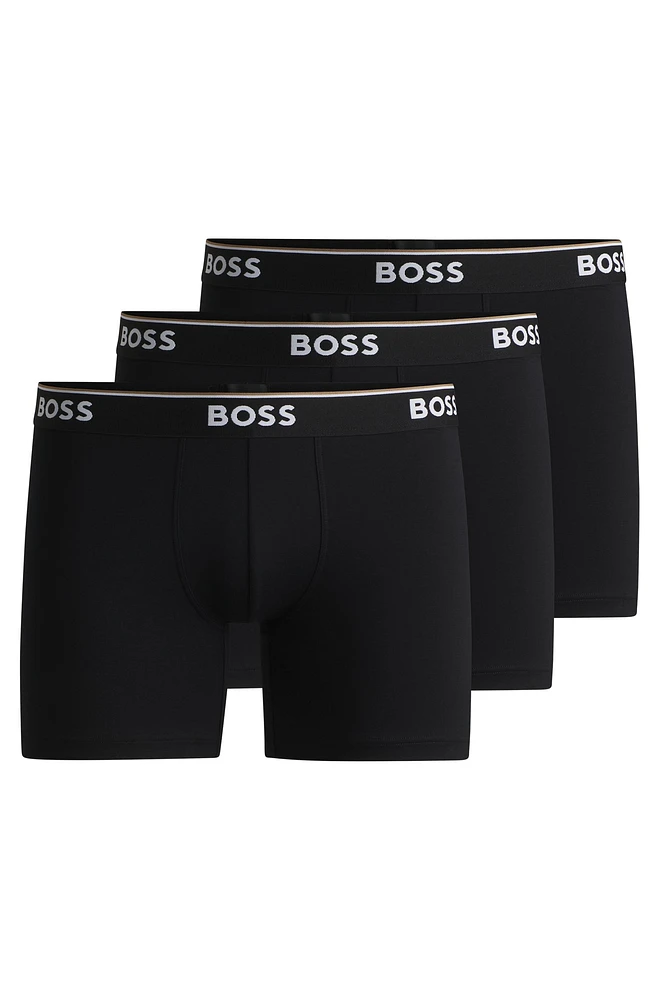 Three-pack of stretch-cotton boxer briefs with logos