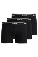 Three-pack of stretch-cotton boxer briefs with logos