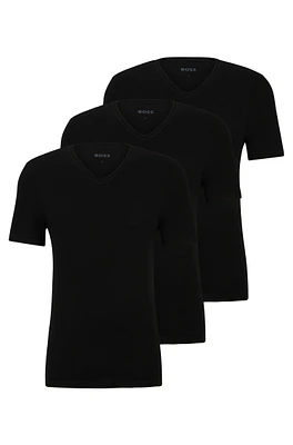 Three-pack of V-neck T-shirts cotton jersey