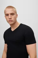 Three-pack of V-neck T-shirts cotton jersey