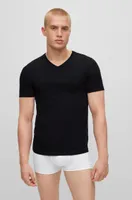 Three-pack of V-neck T-shirts cotton jersey