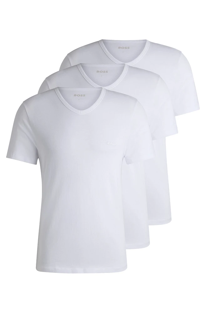 Three-pack of V-neck T-shirts cotton jersey