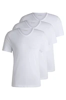 Three-pack of V-neck T-shirts cotton jersey