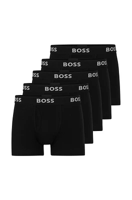 Five-pack of ribbed-cotton trunks with logo waistbands