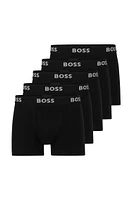 Five-pack of ribbed-cotton trunks with logo waistbands