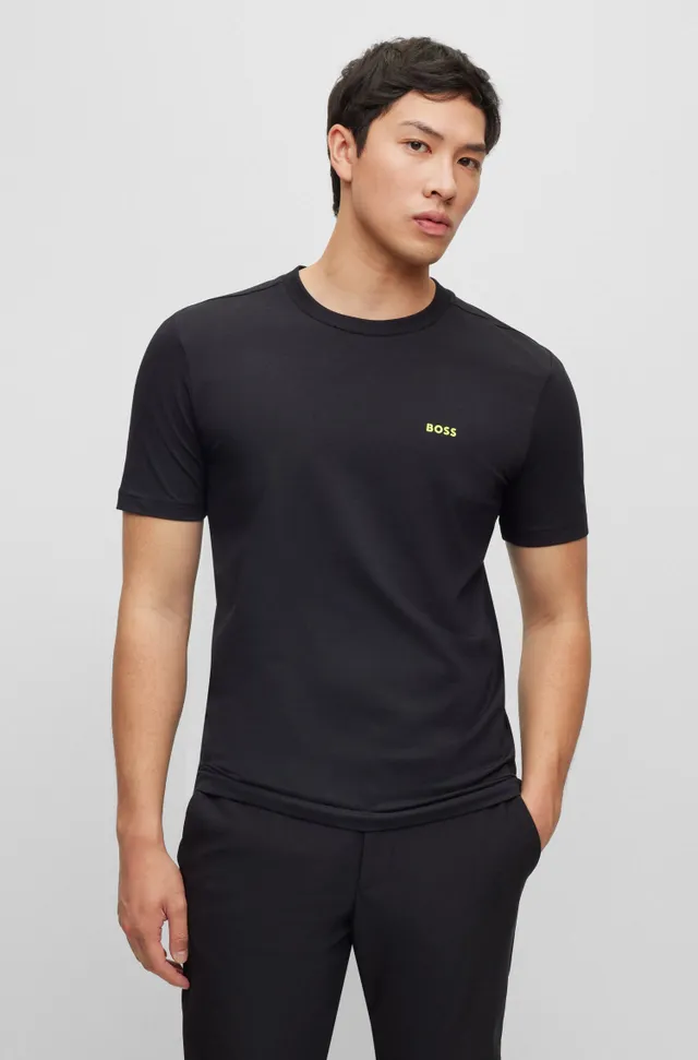 BOSS Stretch-cotton T-shirt with contrast logo