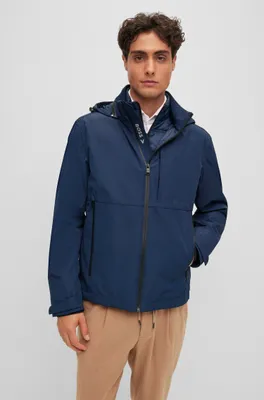 Water-repellent jacket with logo details and removable gilet