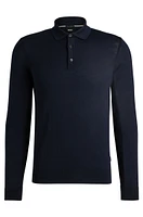 Slim-fit sweater merino wool with polo collar