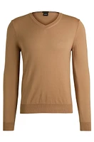 Wool regular-fit sweater with embroidered logo