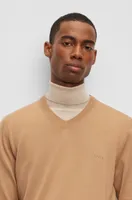 Wool regular-fit sweater with embroidered logo