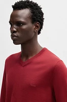 Wool regular-fit sweater with embroidered logo