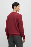 BOSS - Logo-embroidered sweater wool Dark Red