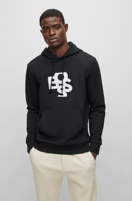 French-terry hoodie with BOSS logo