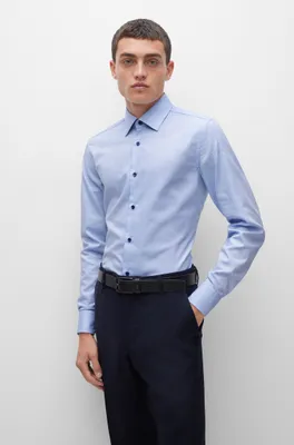 Slim-fit shirt easy-iron Oxford cotton