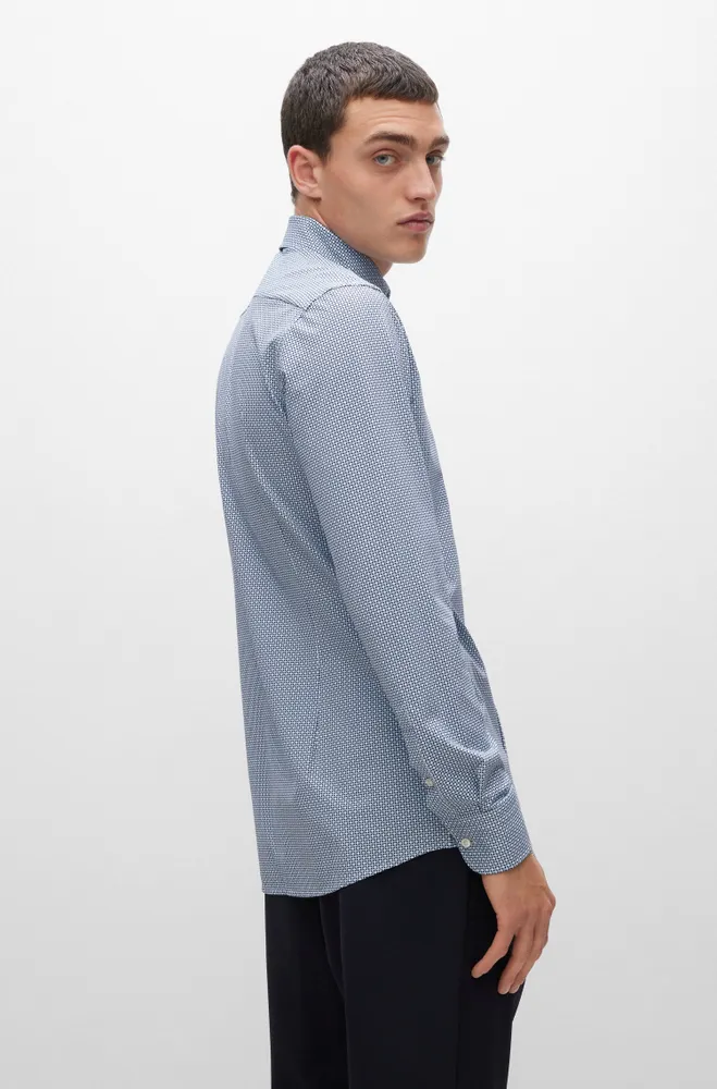 Slim-fit shirt in printed performance-stretch jersey