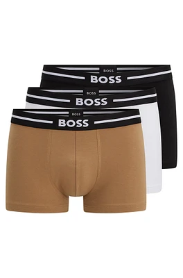 Three-pack of stretch-cotton trunks with logo waistbands