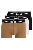 Three-pack of stretch-cotton trunks with logo waistbands