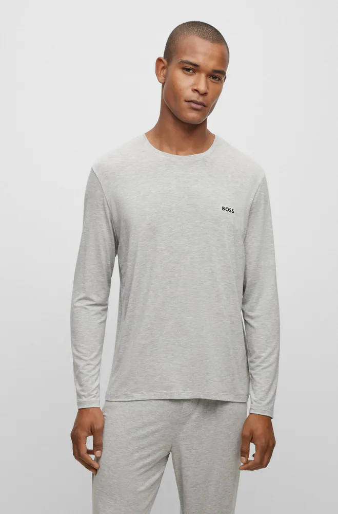 Stretch-modal pajama T-shirt with logo detail