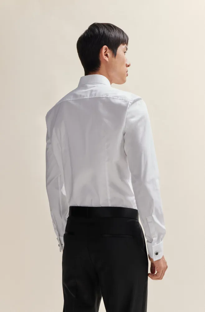 Slim-fit dress shirt easy-iron stretch cotton