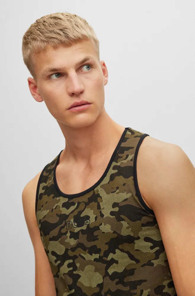 Buy BOSS NBA Collection Camouflage Pattern T-Shirt, Green Color Men
