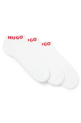 Three-pack of ankle socks with logo cuffs