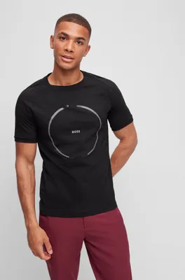 Stretch-cotton slim-fit T-shirt with logo artwork