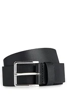 Structured Italian-leather belt with logo end tip