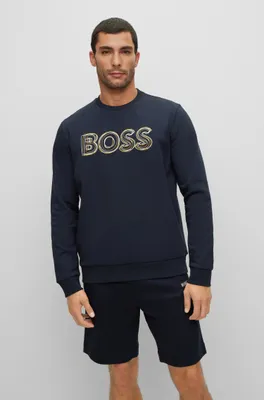 Cotton-blend regular-fit sweatshirt with multicolored logo