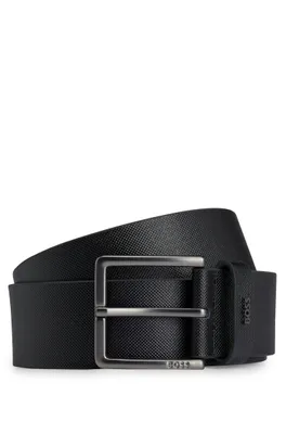 Printed-leather belt with logo keeper