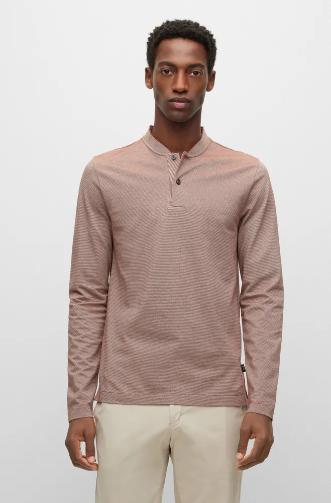 Slim-fit long-sleeved T-shirt in waffle cotton