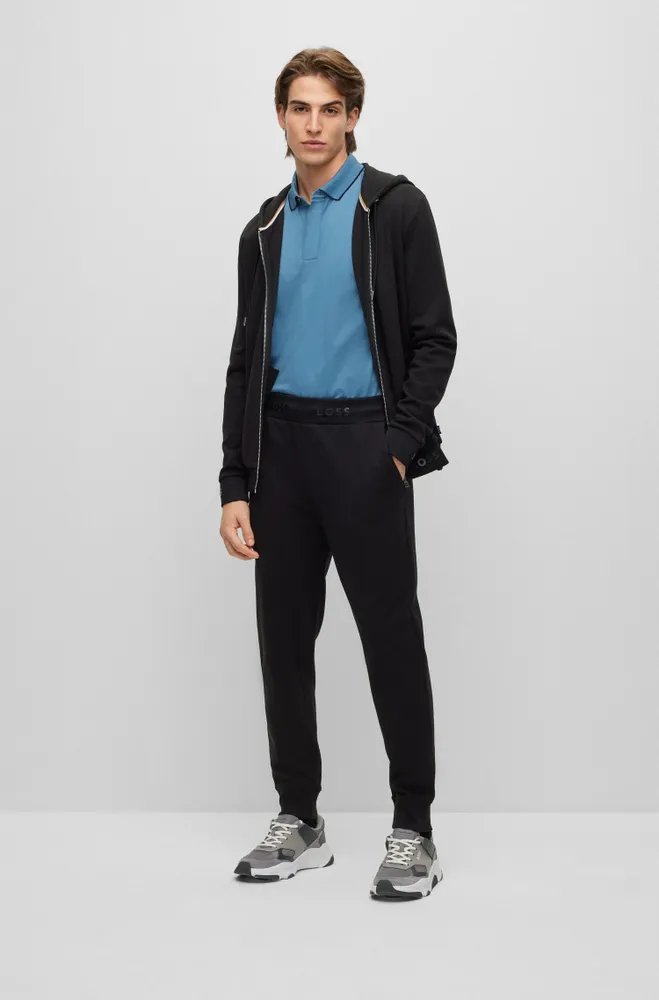 Cotton-blend hoodie with logo cuffs and hem
